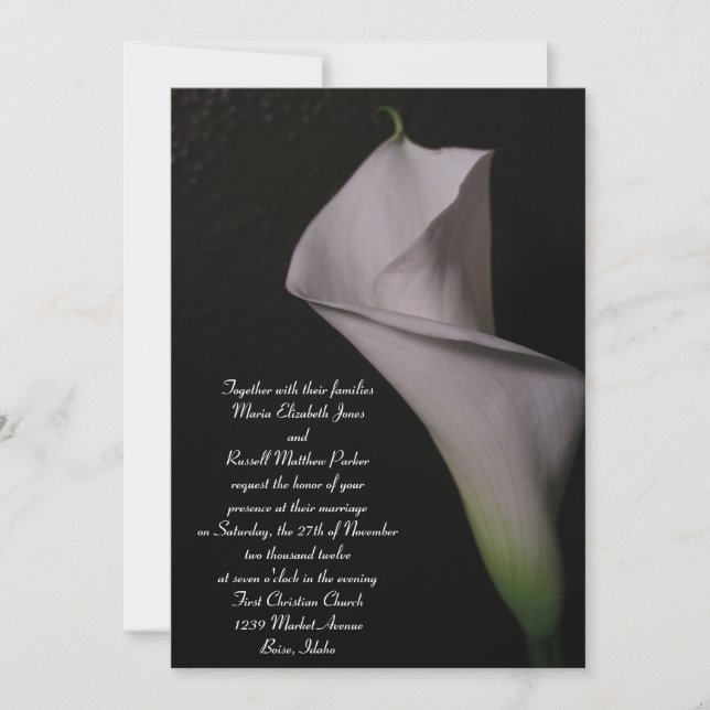 Invitations de mariage blanc de Calla Lily (Devant)