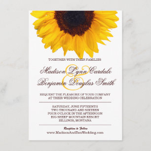 Invitations de mariage blanc de tournesol de campa