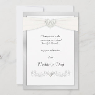 Invitations de mariage blanc et argenté