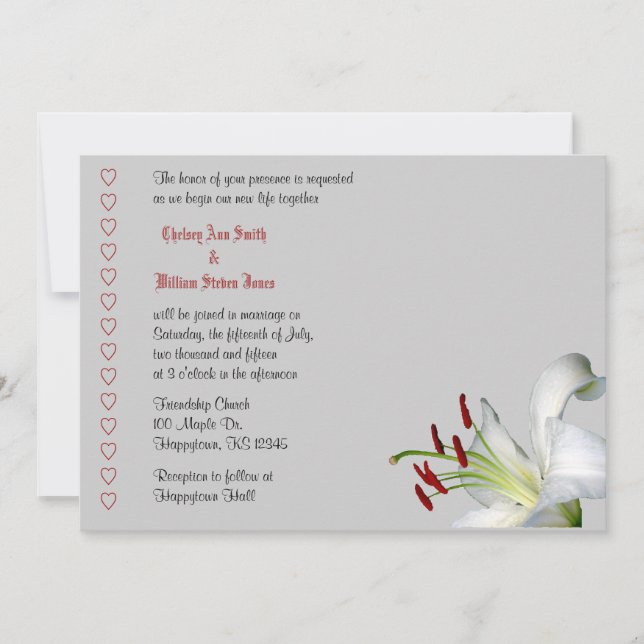 Invitations de mariage blanc et rouge (Devant)