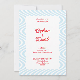 Invitations de mariage bleu clair rétro