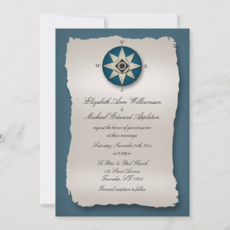 Invitations de mariage Bleu Compass