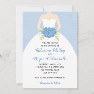Invitations De Mariage Bleu (Élégante Gown De Mari