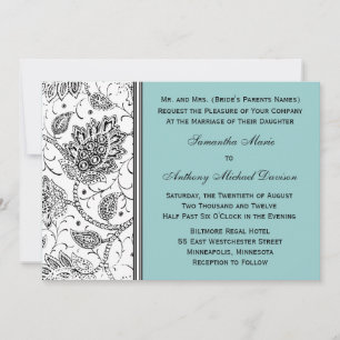 Invitations de mariage bleu et blanc Toile