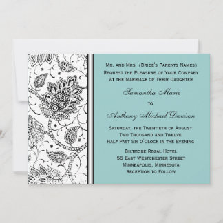 Invitations de mariage bleu et blanc Toile