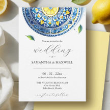 Invitations de mariage bleu et jaune Impression