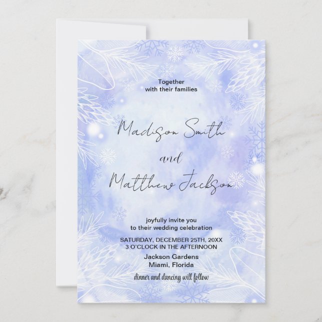 Invitations de mariage bleu violet (Devant)