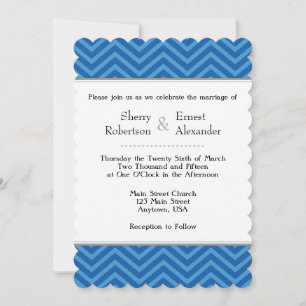Invitations de mariage Blue Chevron