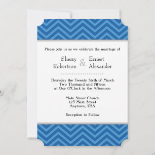 Invitations de mariage Blue Chevron