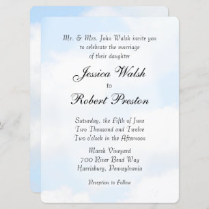 Invitations de mariage Blue Cloud