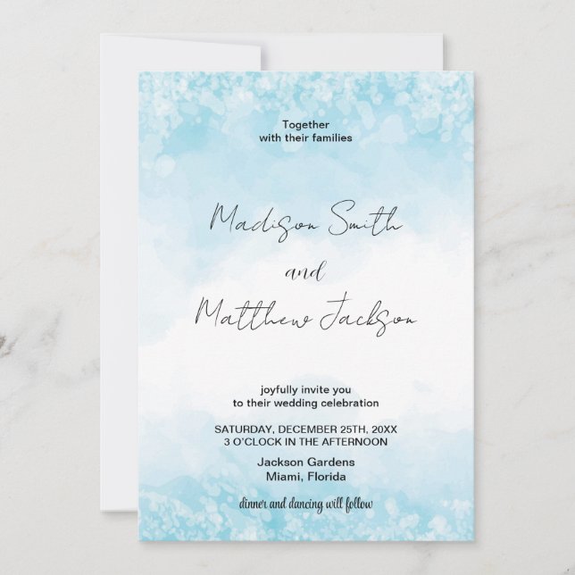Invitations de mariage Blue Cloud (Devant)