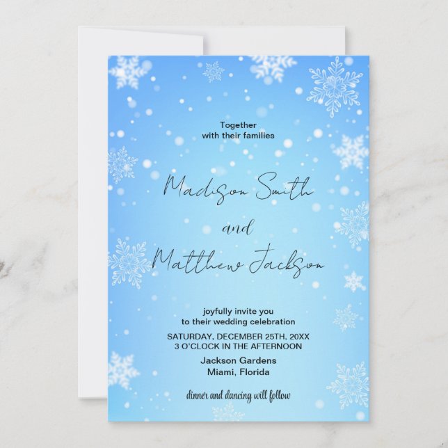 Invitations de mariage Blue Snows (Devant)