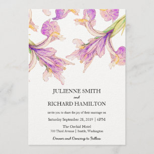 Invitations de mariage botanique modernes pourpres