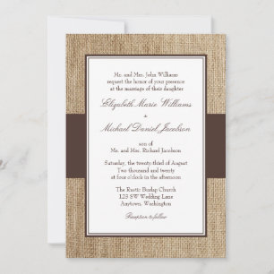 Invitations de mariage Brown à Burlap