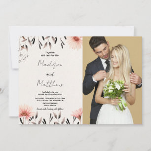 Invitations de mariage Brown aux fleurs avec photo