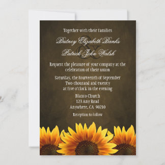Invitations de mariage Brown de tournesol en table