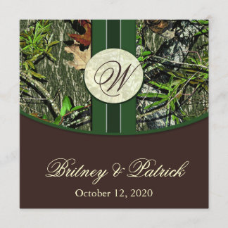 Invitations de mariage Brown et de camo vert de ch