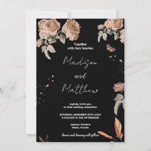 Invitations de mariage Brown noir Fleur