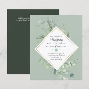 Invitations de mariage BUDGET Verdure Eucalyptus