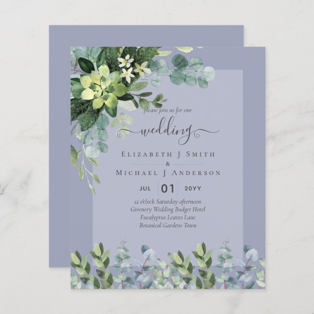 INVITATIONS DE MARIAGE BUDGÉTAIRE DATES D'ÉPARGNE  (Devant / Derrière)