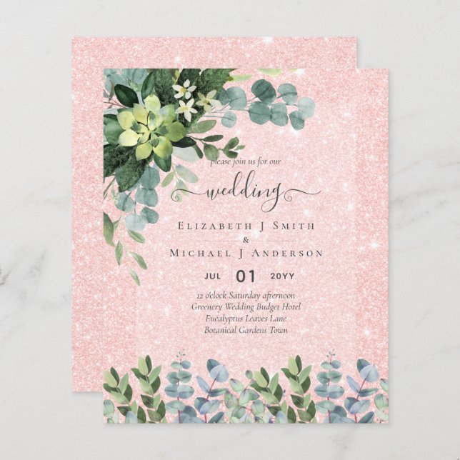 INVITATIONS DE MARIAGE BUDGÉTAIRE DATES D'ÉPARGNE  (Devant / Derrière)