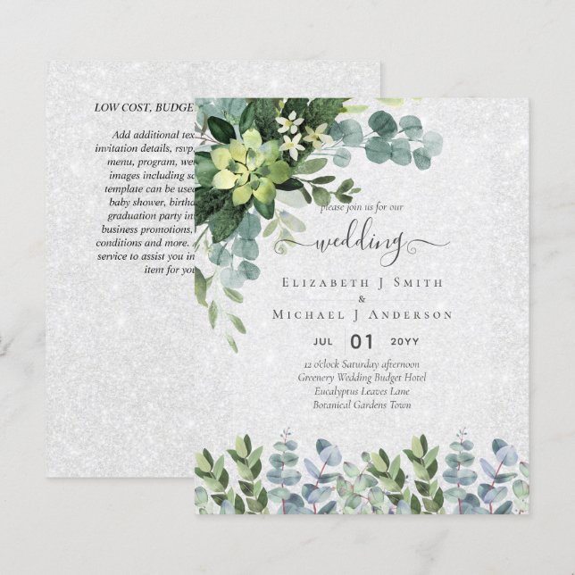 INVITATIONS DE MARIAGE BUDGÉTAIRE DATES D'ÉPARGNE  (Devant / Derrière)