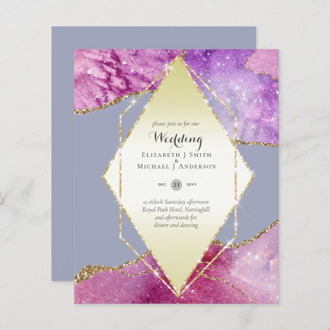 INVITATIONS DE MARIAGE BUDGÉTAIRE - ÉCLAIRAGE DE L (Devant / Derrière)