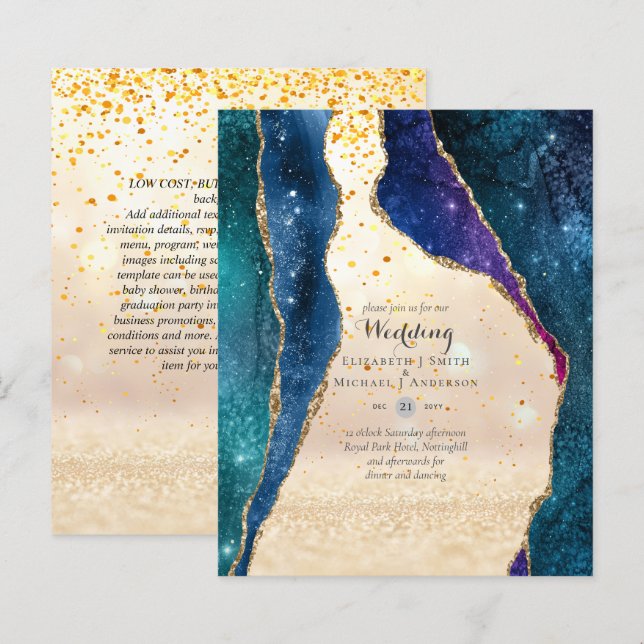 INVITATIONS DE MARIAGE BUDGÉTAIRE - ÉCLAIRAGE DE L (Devant / Derrière)