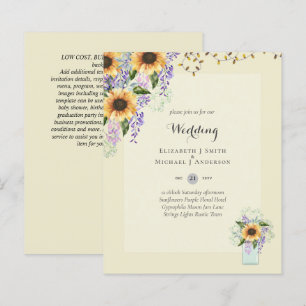 INVITATIONS DE MARIAGE BUDGÉTAIRE - Tournesols rus