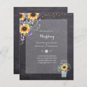 INVITATIONS DE MARIAGE BUDGÉTAIRE - Tournesols rus