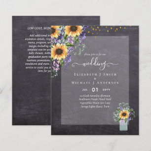 INVITATIONS DE MARIAGE BUDGÉTAIRE Tournesols rusti