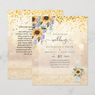 INVITATIONS DE MARIAGE BUDGÉTAIRE Tournesols rusti