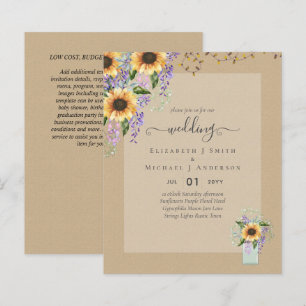 INVITATIONS DE MARIAGE BUDGÉTAIRE Tournesols rusti