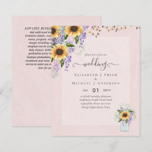 INVITATIONS DE MARIAGE BUDGÉTAIRE Tournesols rusti