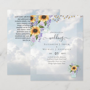 INVITATIONS DE MARIAGE BUDGÉTAIRE Tournesols rusti