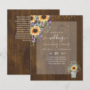 INVITATIONS DE MARIAGE BUDGÉTAIRE Tournesols rusti