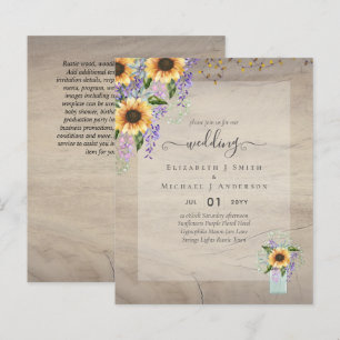 INVITATIONS DE MARIAGE BUDGÉTAIRE Tournesols rusti