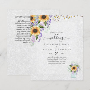 INVITATIONS DE MARIAGE BUDGÉTAIRE Tournesols rusti