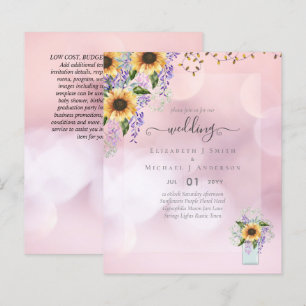 INVITATIONS DE MARIAGE BUDGÉTAIRE Tournesols rusti