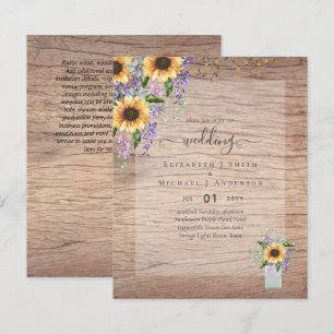 INVITATIONS DE MARIAGE BUDGÉTAIRE Tournesols rusti