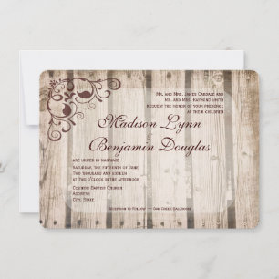Invitations de Mariage campagnard en bois de grang