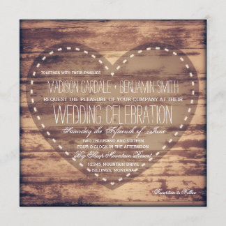 Invitations de Mariage campagnard en bois de grang