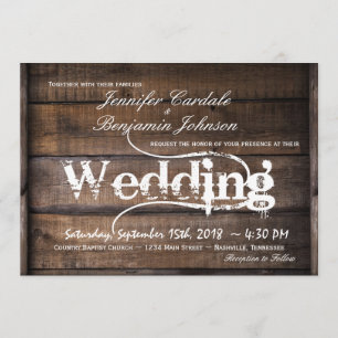 Invitations de Mariage campagnard en bois de grang