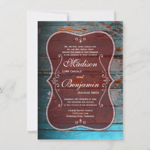 Invitations de Mariage campagnard Rustic Red Blue