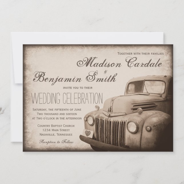 Invitations de Mariage campagnard Vintage Rustic O (Devant)