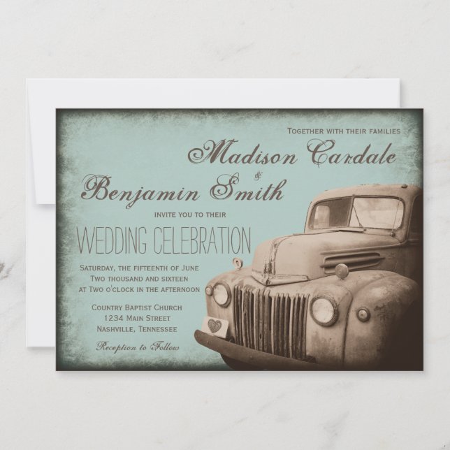Invitations de Mariage campagnard Vintage Rustic O (Devant)