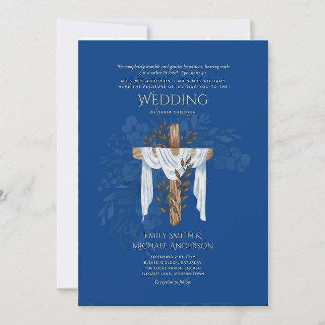 Invitations de mariage catholique Christian Elegan (Devant)