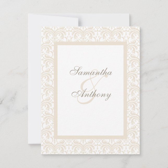 Invitations de mariage Champagne et Blanc (Devant)