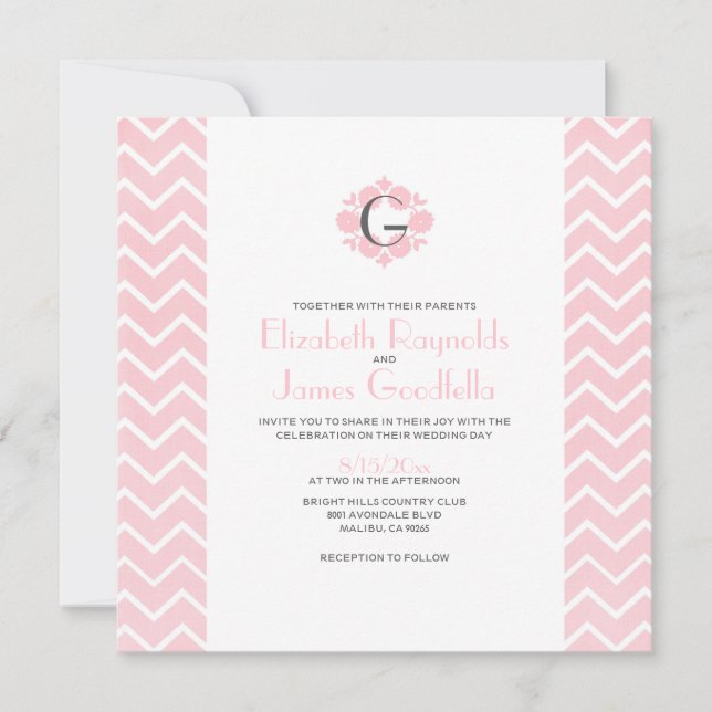 Invitations de mariage Chevron (Devant)