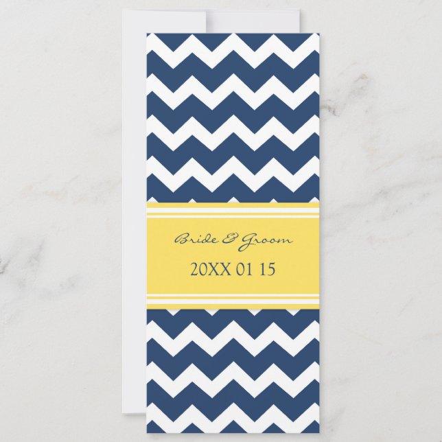 Invitations de mariage Chevron jaune bleu (Devant)